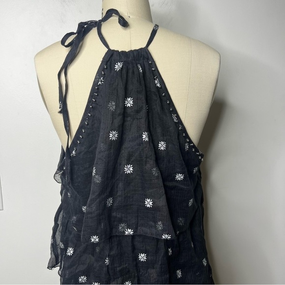 Intermix St. Roche Estrella Tiered beaded silk cotton Halter Dress - Picture 3 of 10